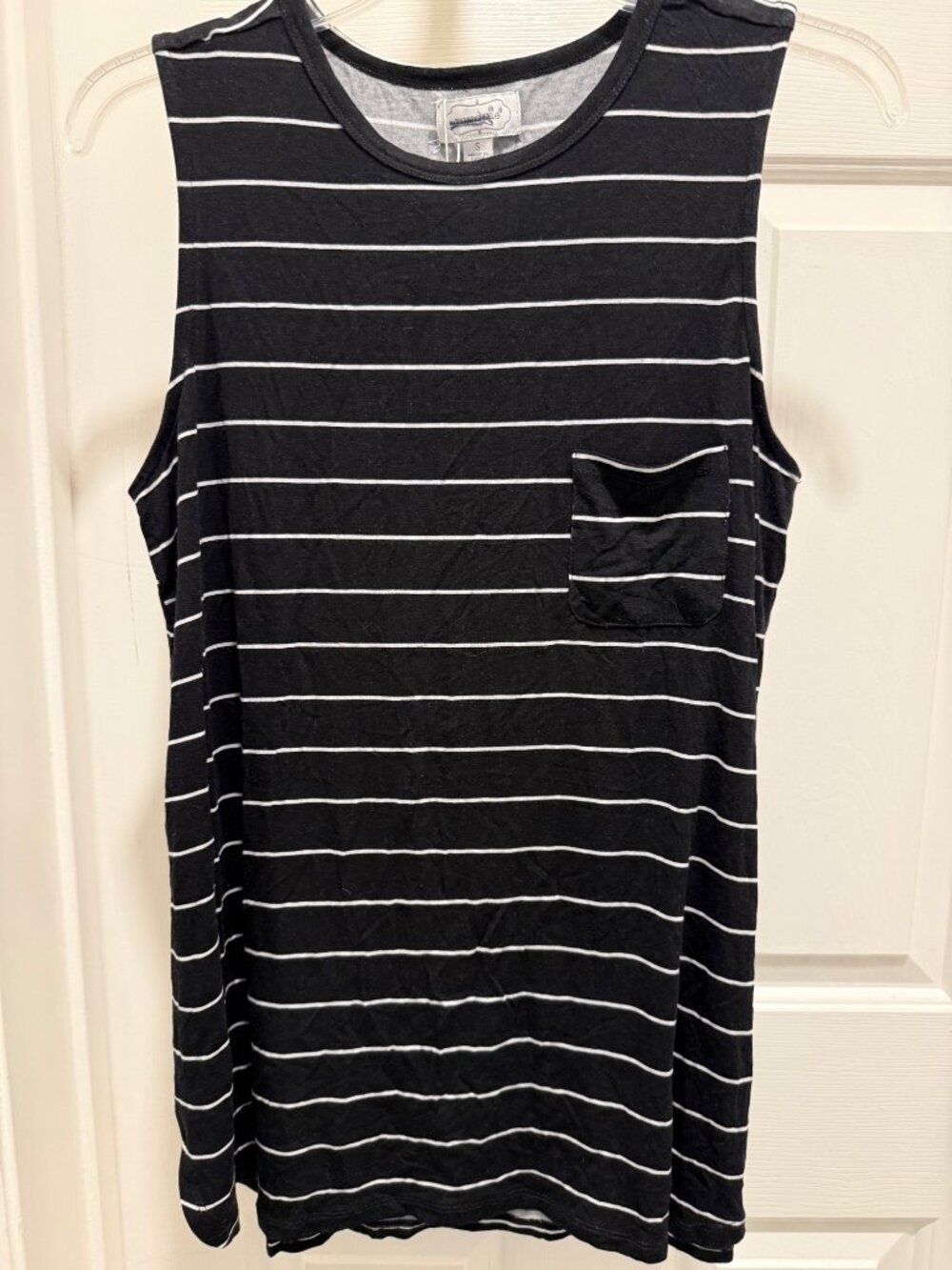 Mud Pie Cason Tank top shirt tunic black white stripes Womens S Small NWT